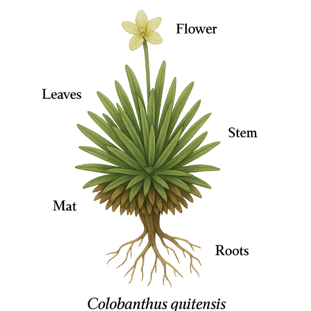 Colobanthus quitensis botanical illustration