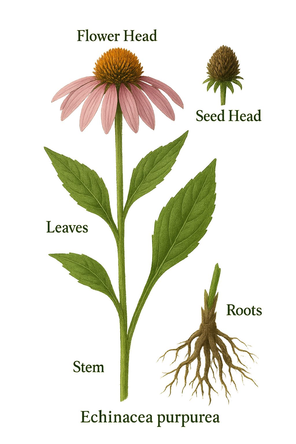 Echinacea purpurea botanical illustration