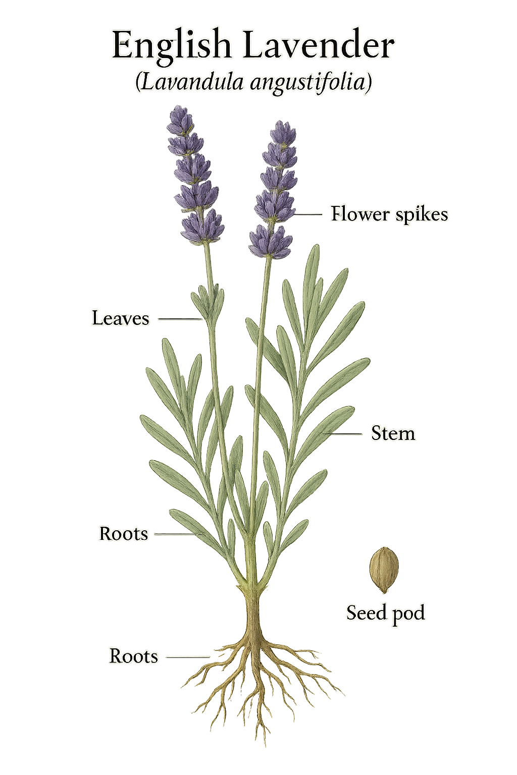 Lavandula angustifolia botanical illustration