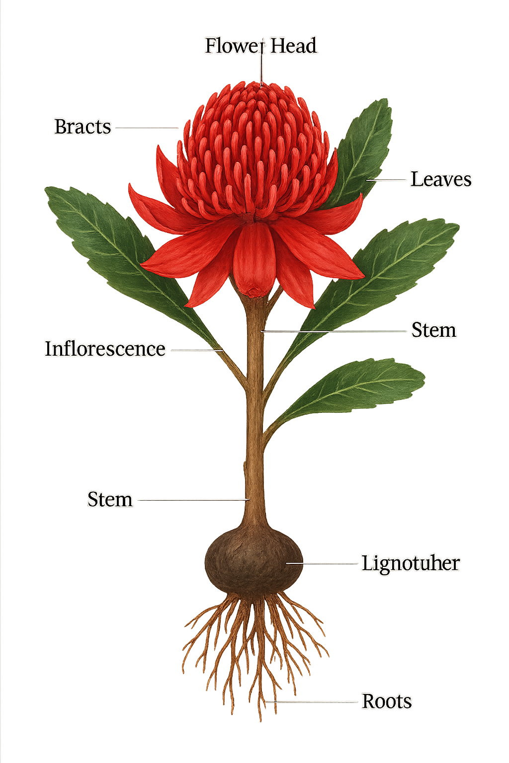 Telopea speciosissima botanical illustration