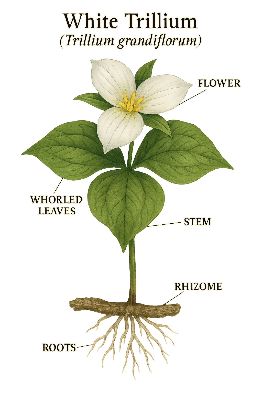 Trillium grandiflorum botanical illustration