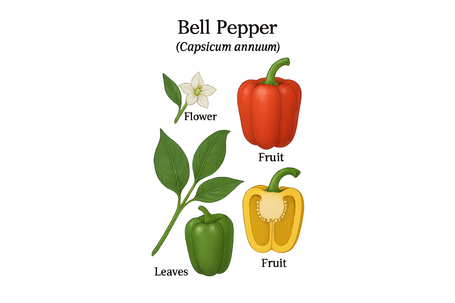Bell Pepper botanical illustration