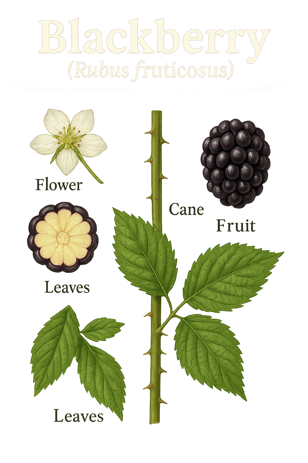 Blackberry botanical illustration