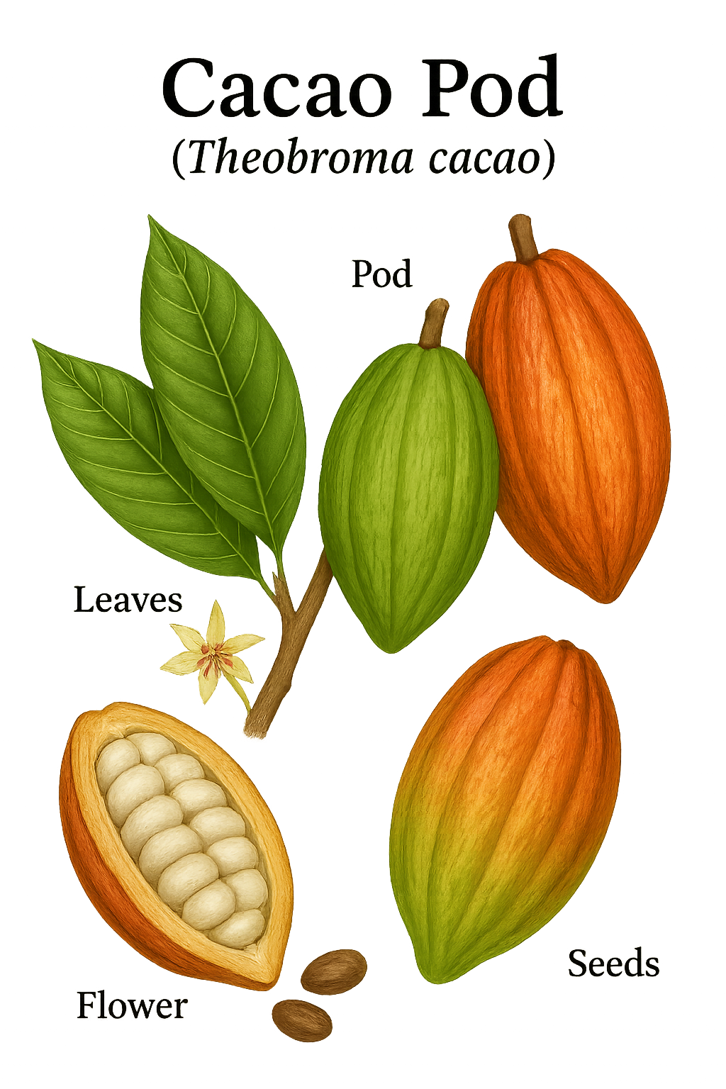 Cacao Pod botanical illustration