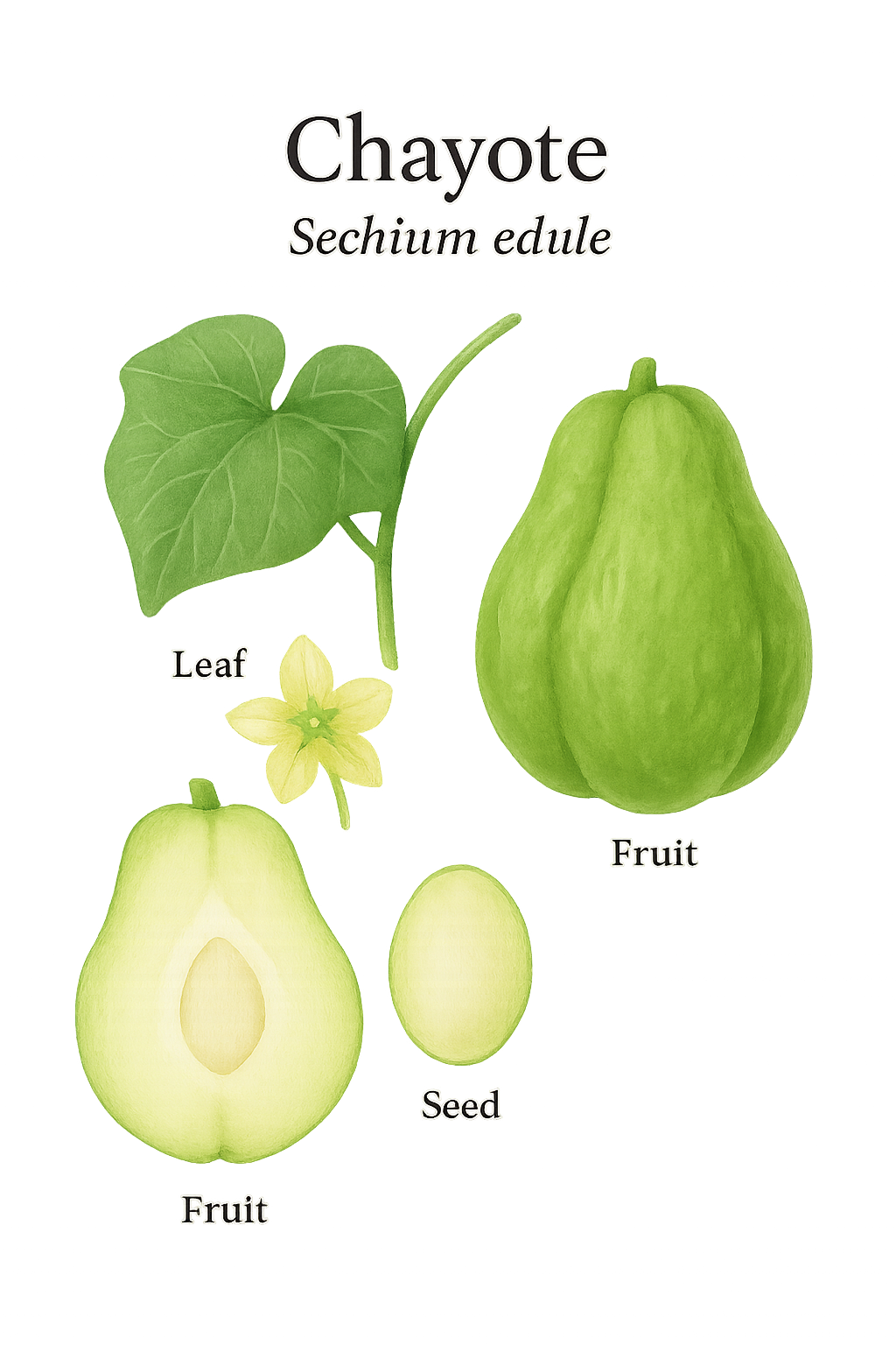 Chayote botanical illustration