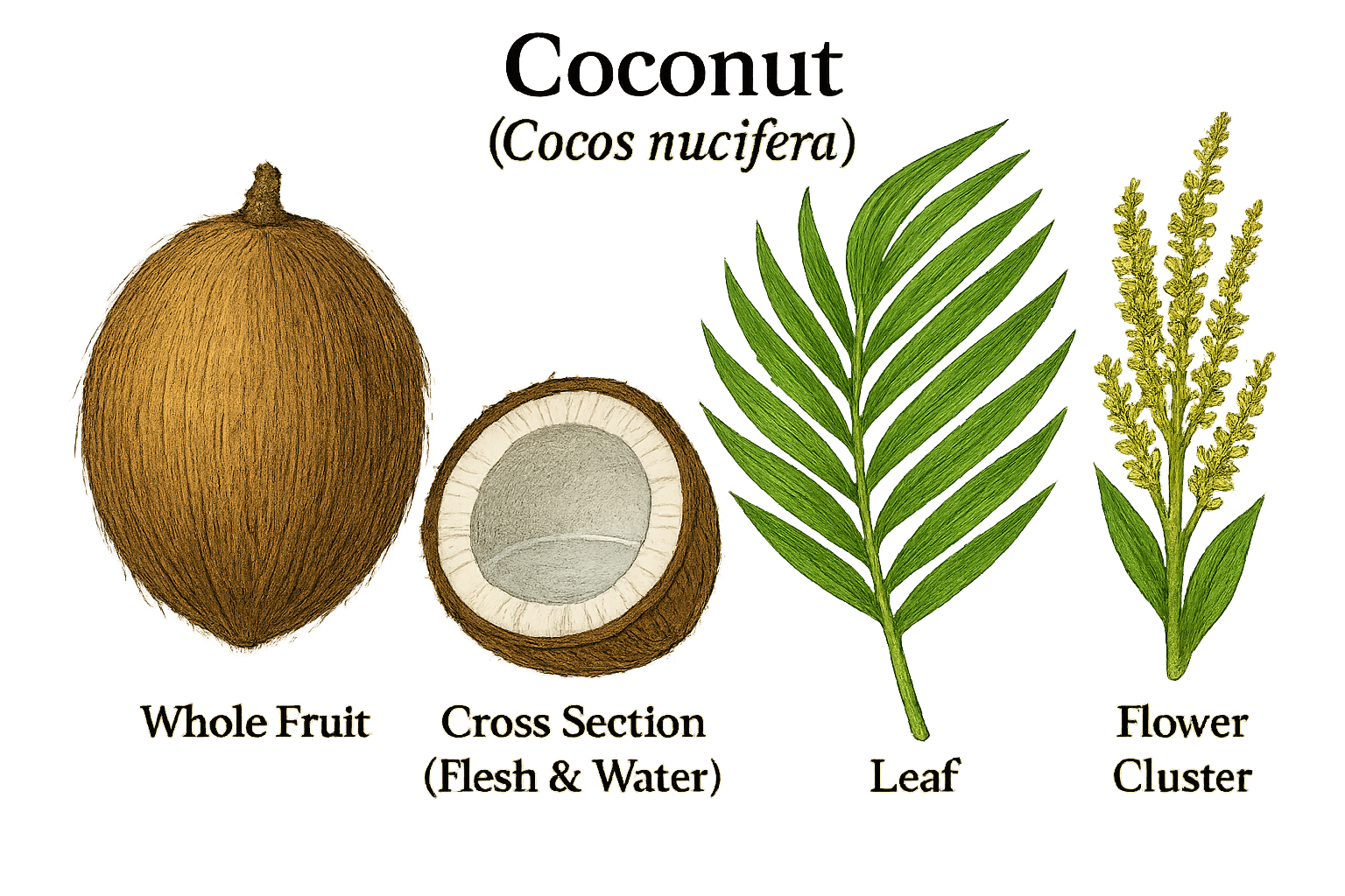 Coconut botanical illustration