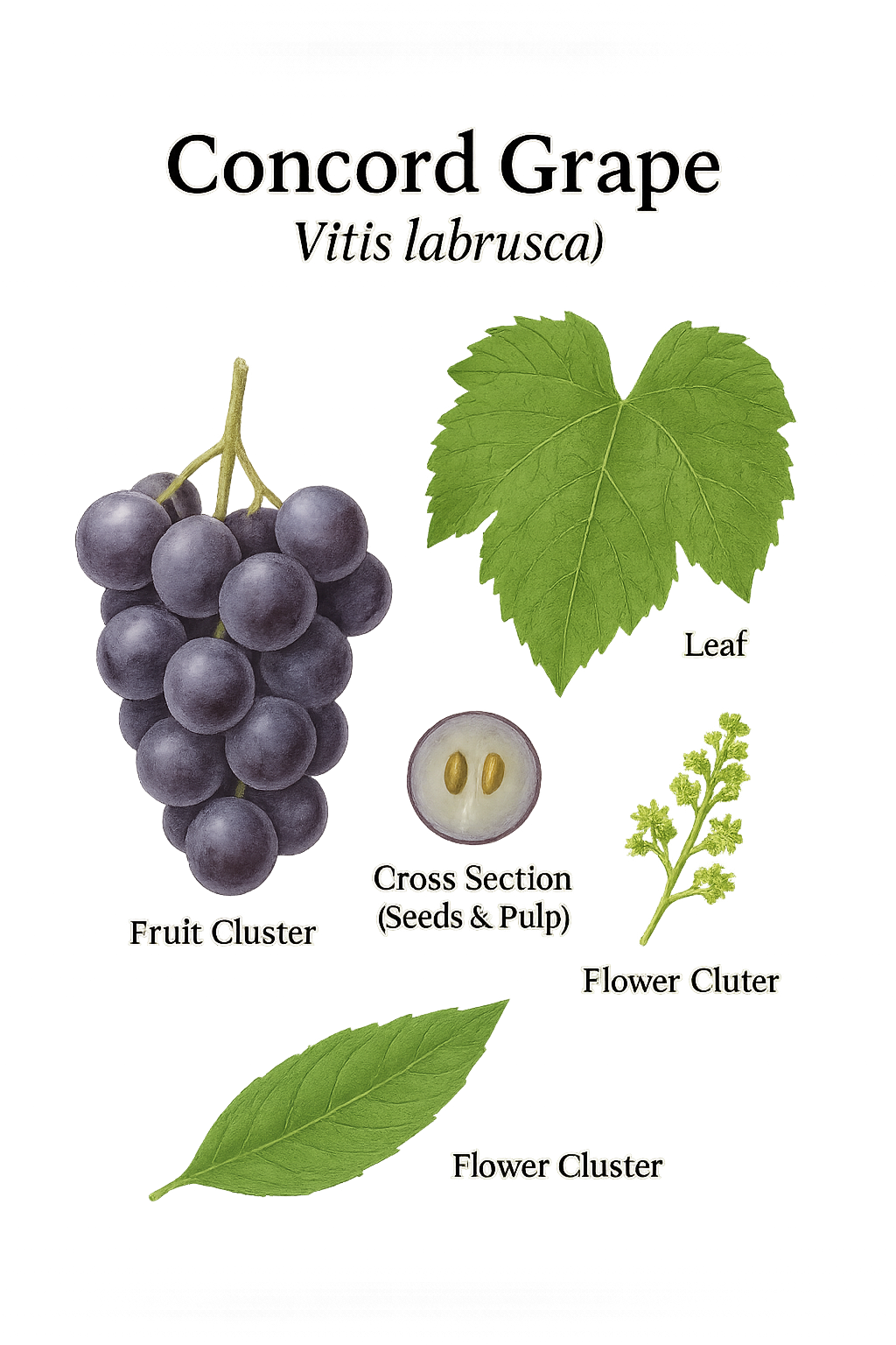 Concord Grape botanical illustration