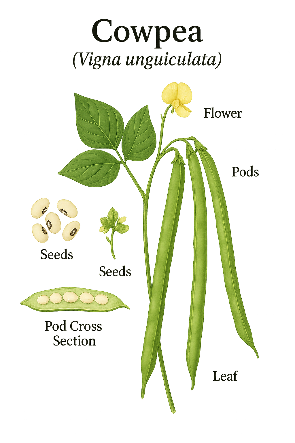 Cowpea botanical illustration