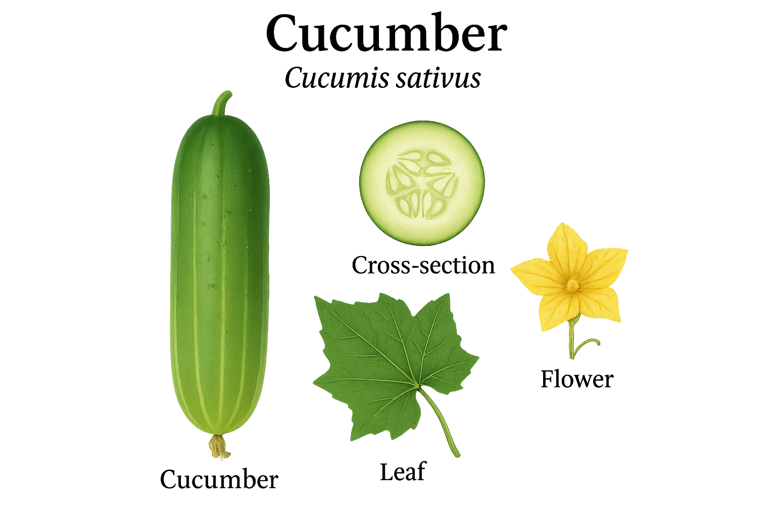 Cucumber botanical illustration