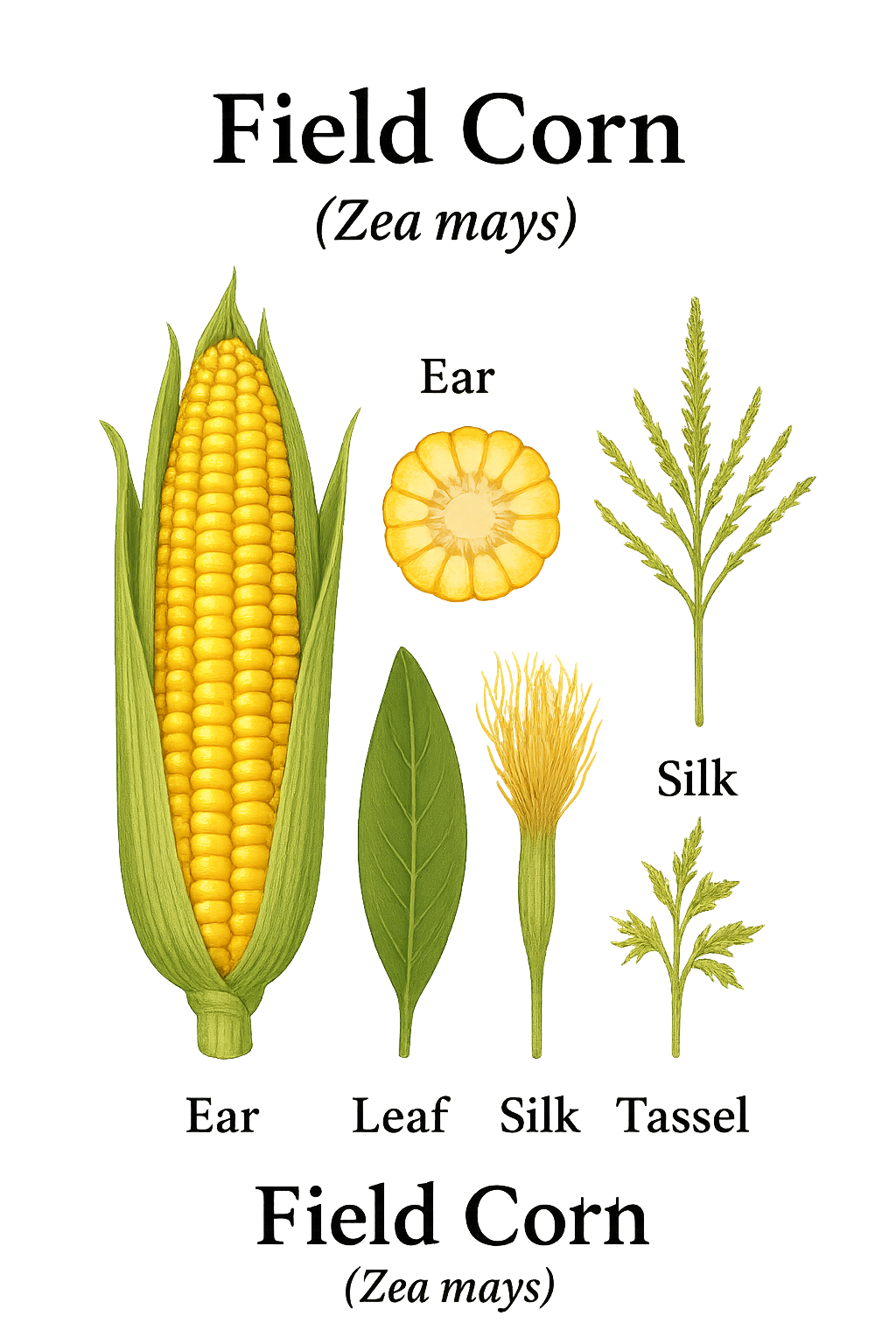 Field Corn botanical illustration