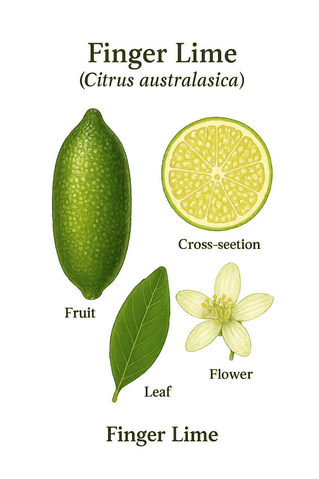Finger Lime botanical illustration