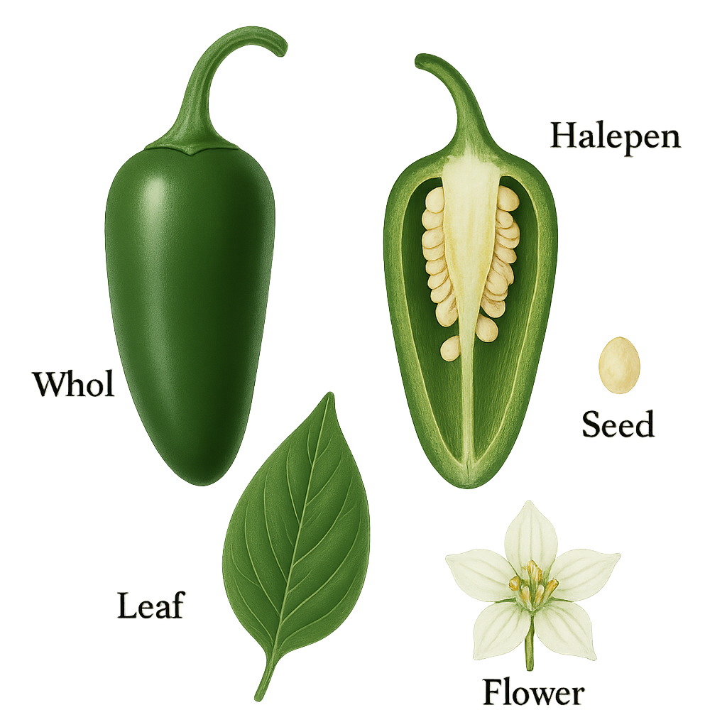 Jalapeño pepper botanical illustration