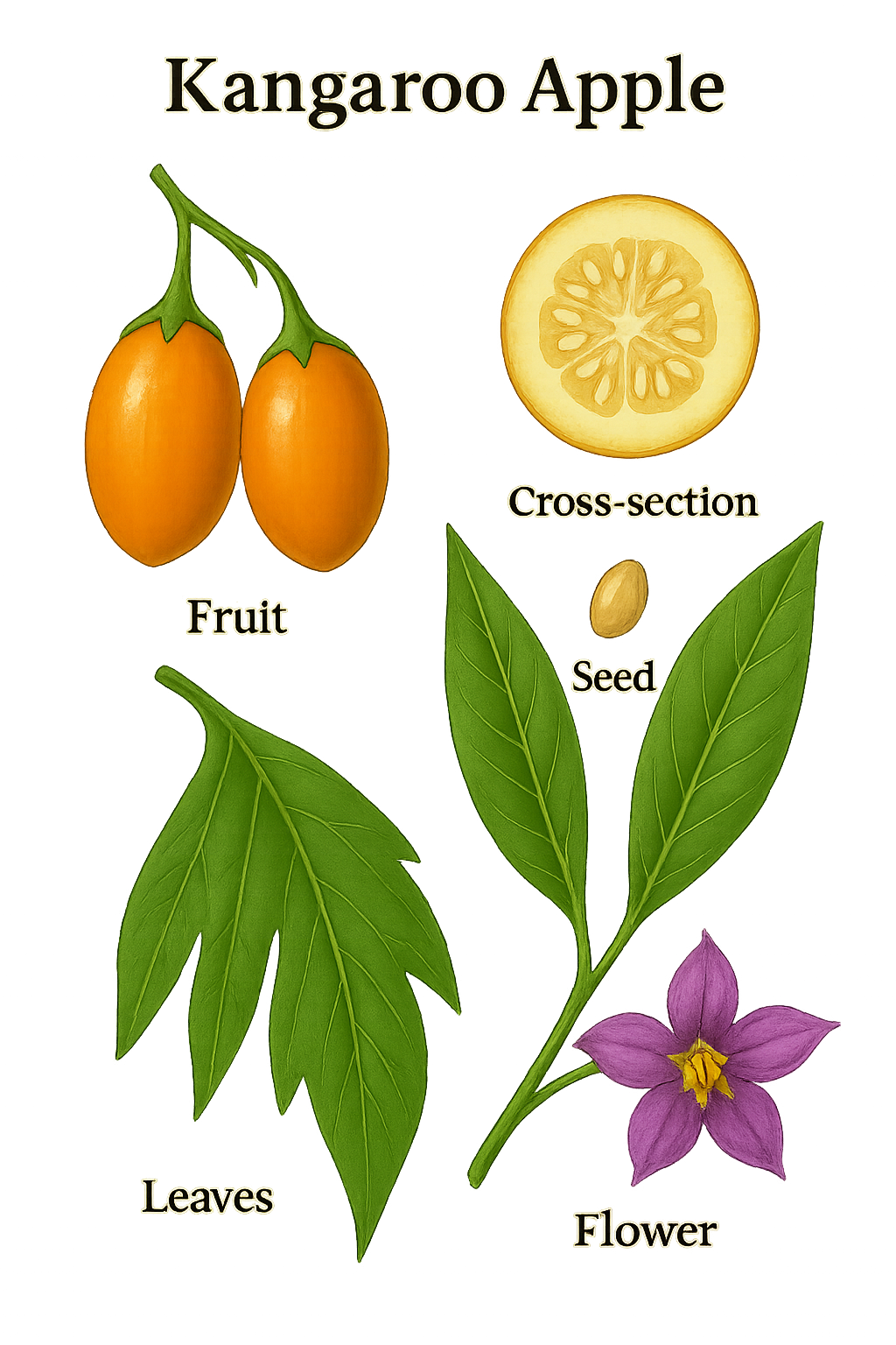 Kangaroo Apple botanical illustration
