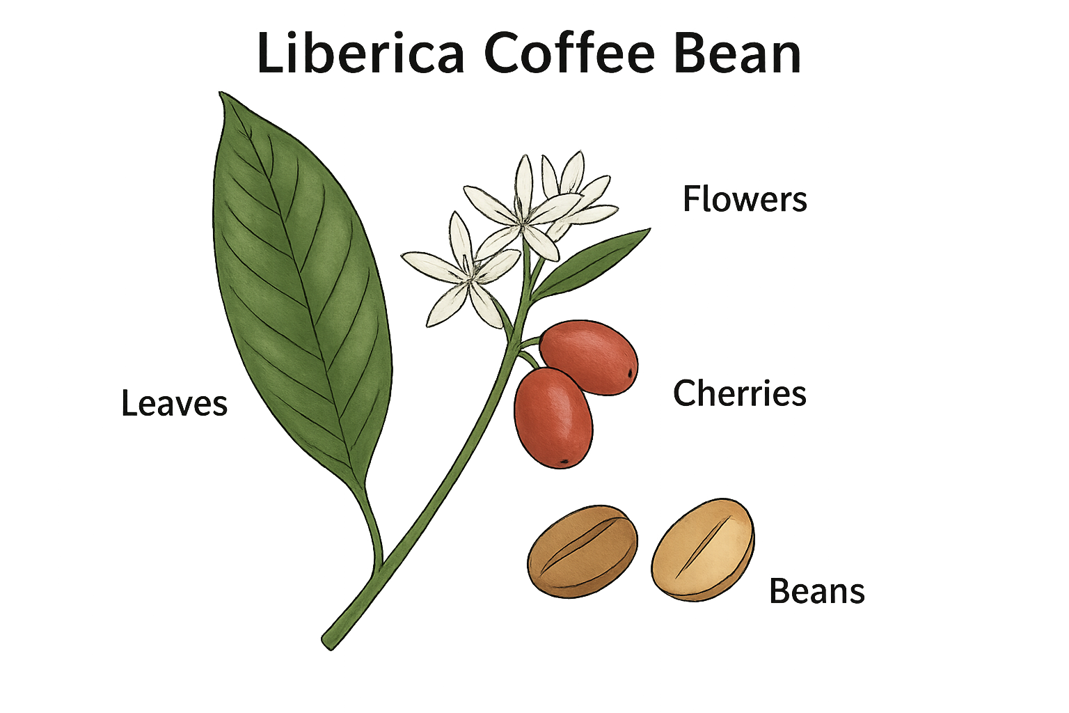 Liberica Coffee botanical illustration