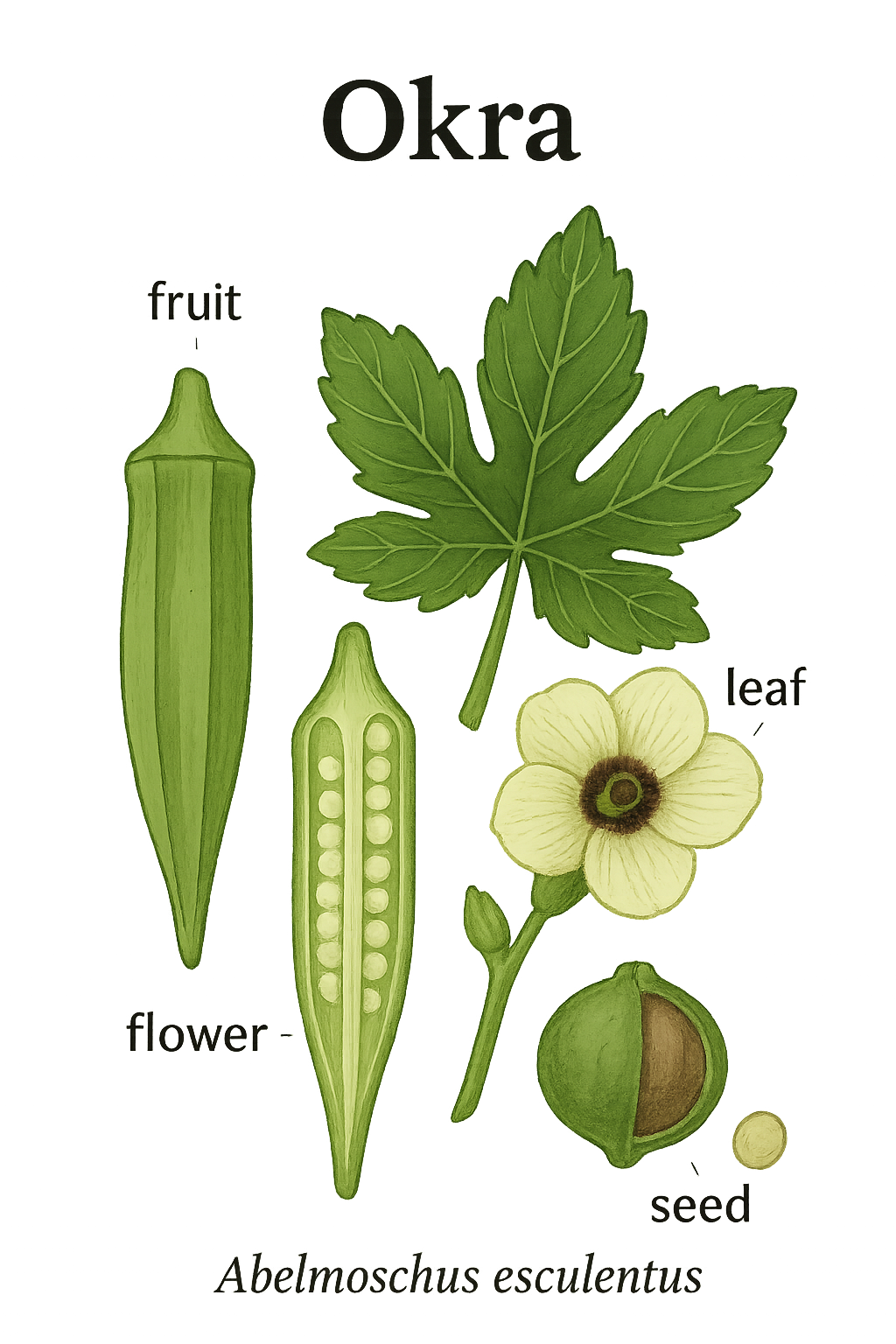 Okra botanical illustration