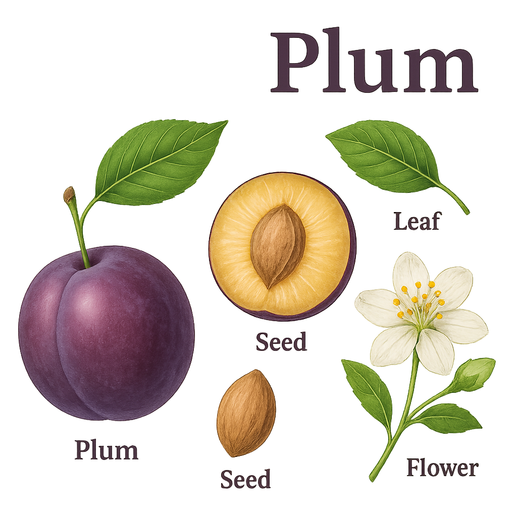Plum botanical illustration