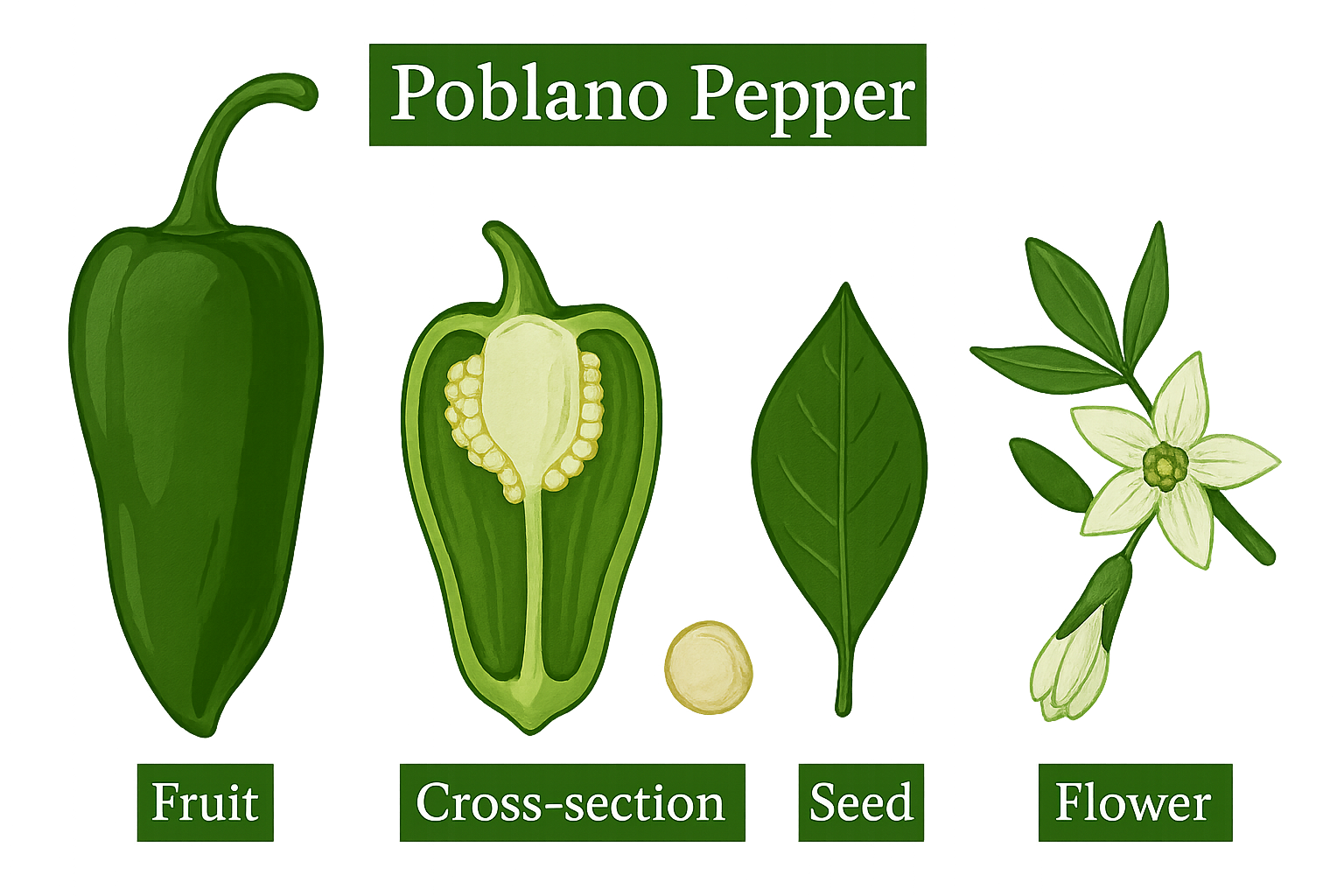 Poblano Pepper botanical illustration