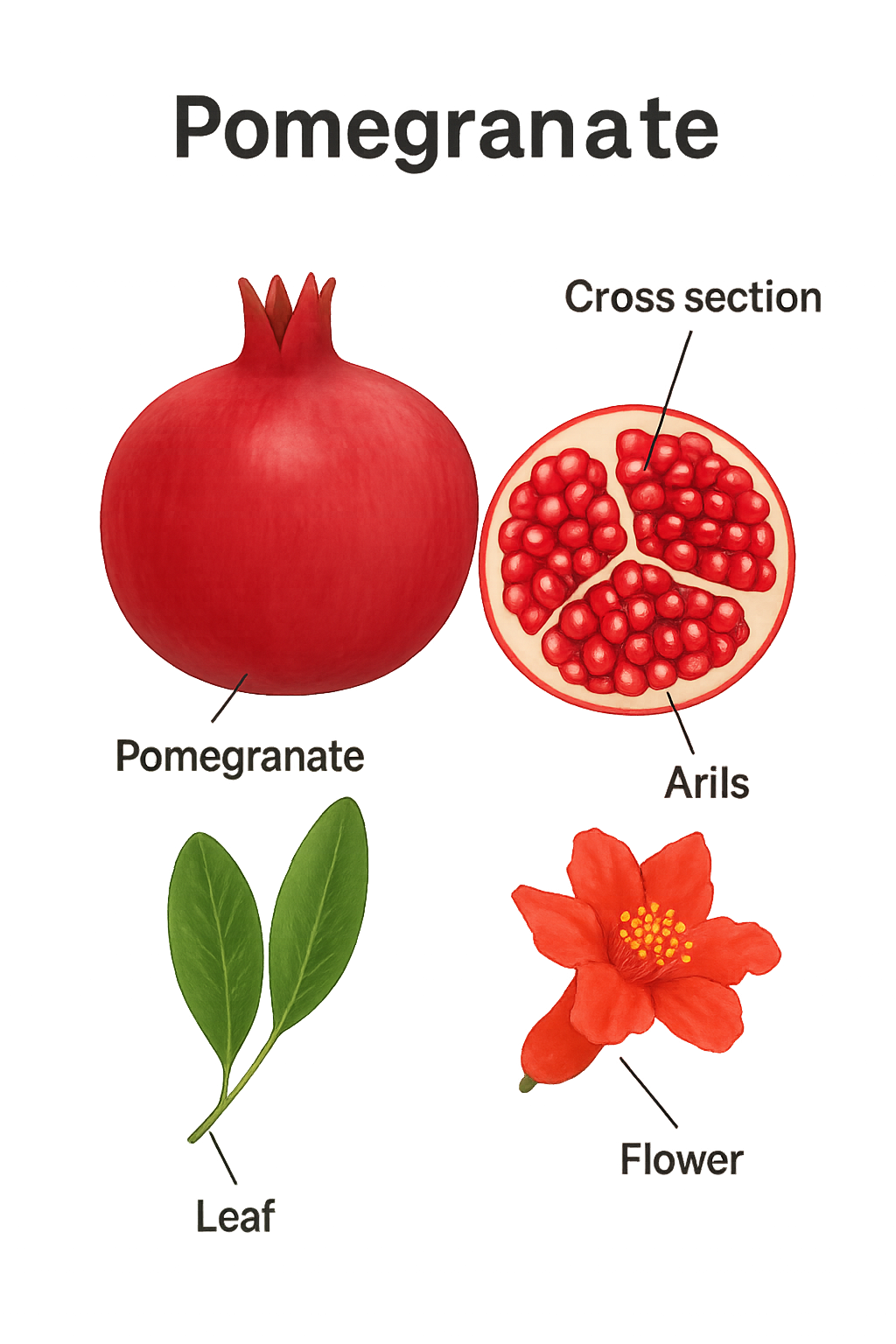 Pomegranate botanical illustration
