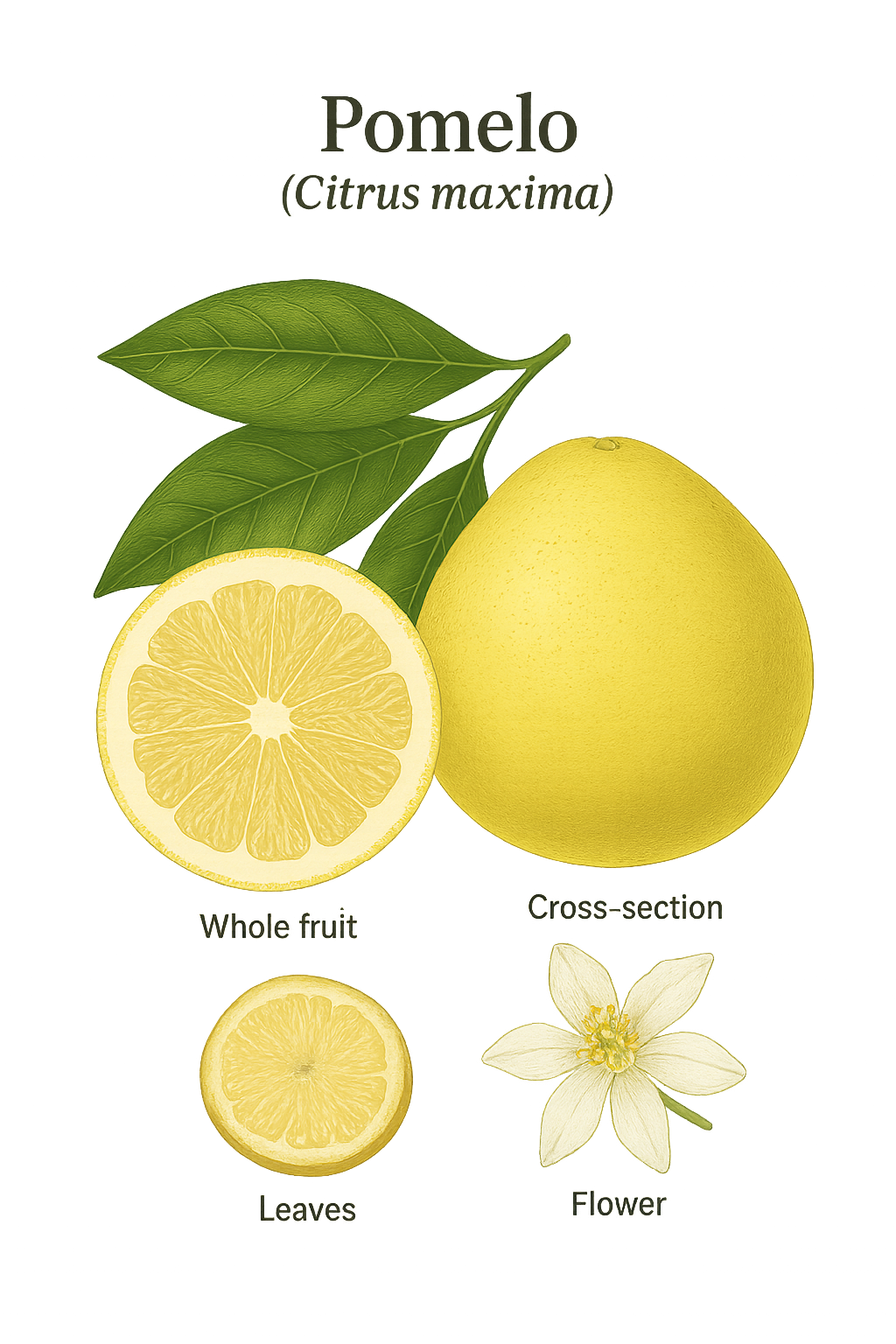 Pomelo botanical illustration