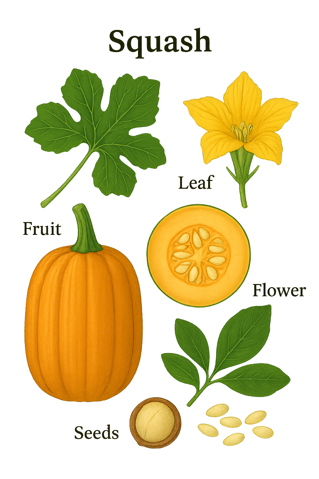 Squash botanical illustration
