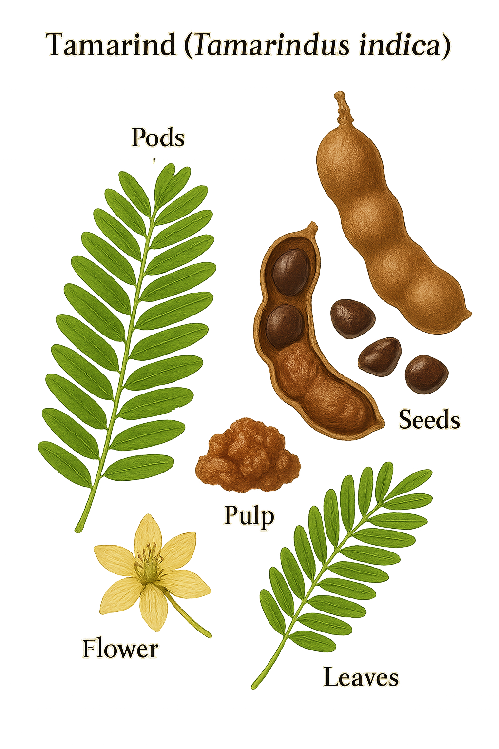 Tamarind botanical illustration