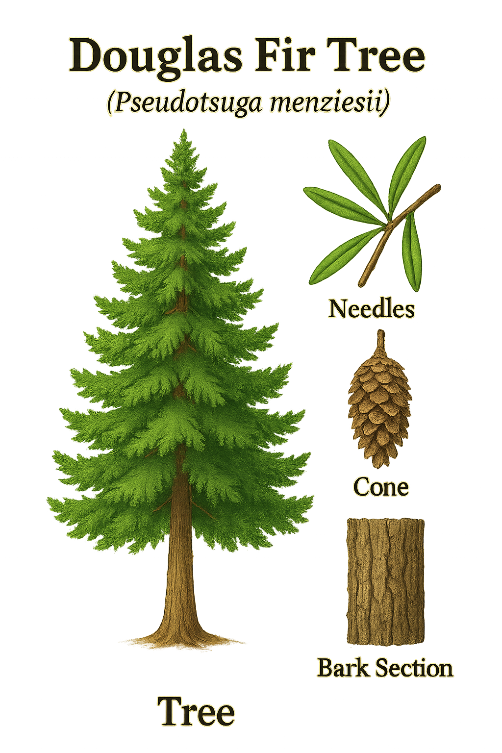 Douglas Fir Tree botanical illustration