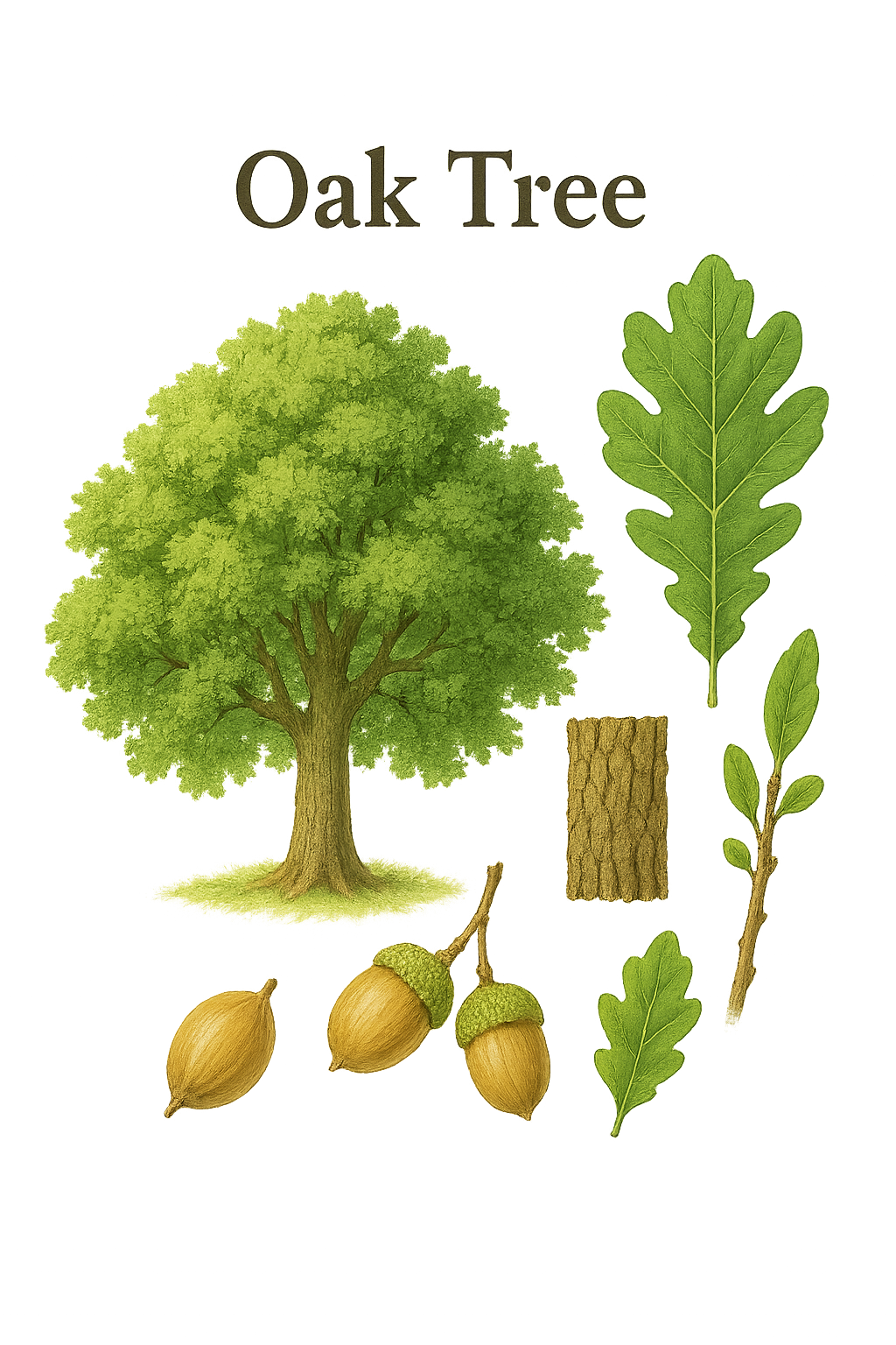 Oak Tree botanical illustration
