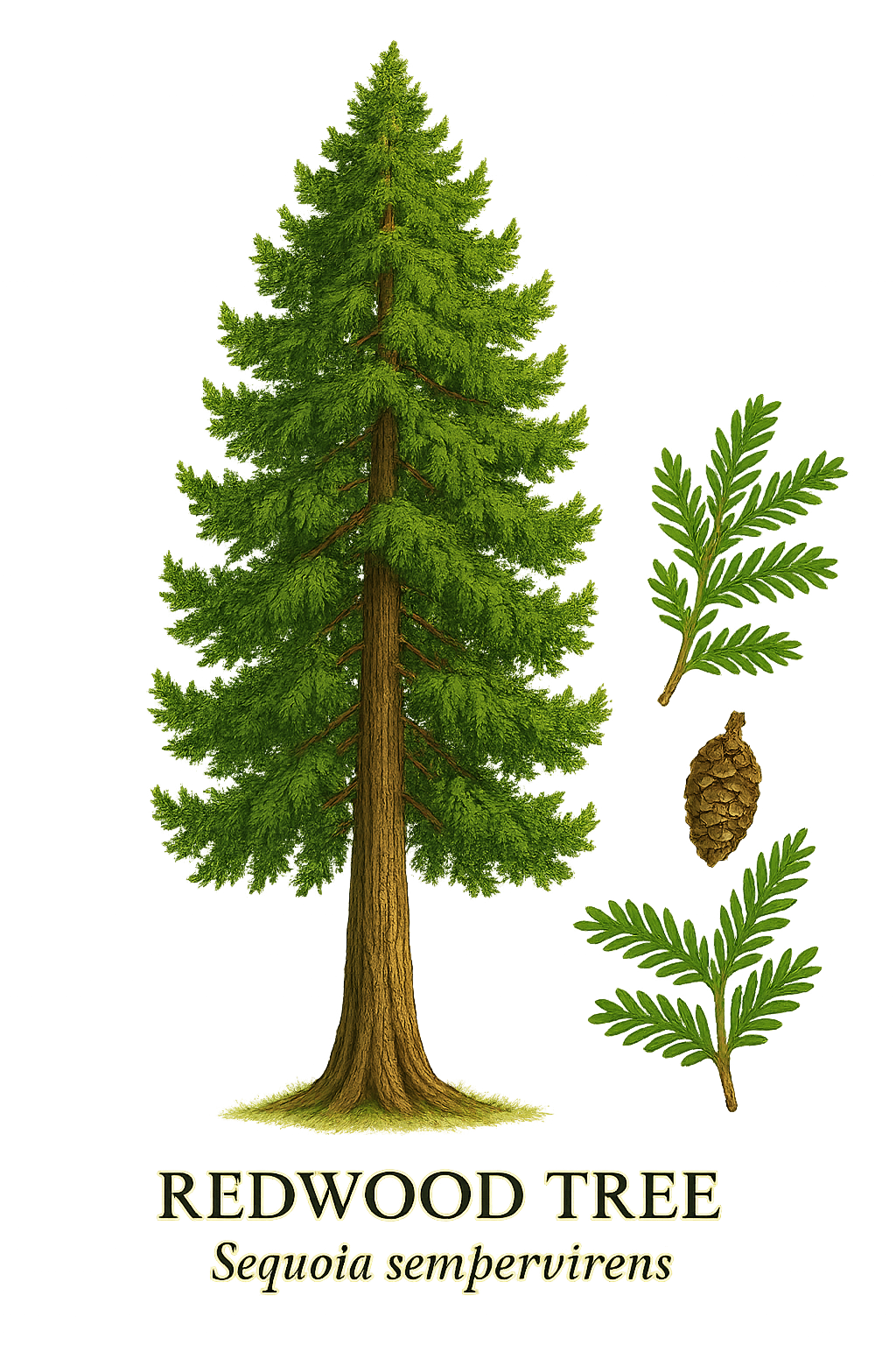 Redwood Tree botanical illustration
