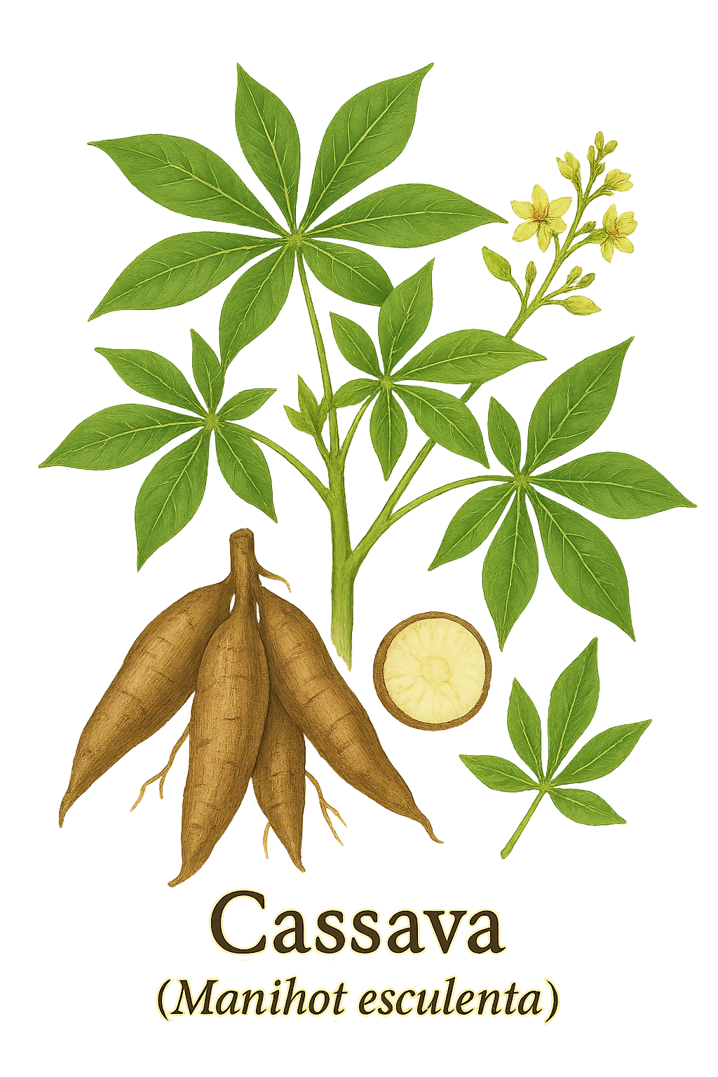 Cassava botanical illustration