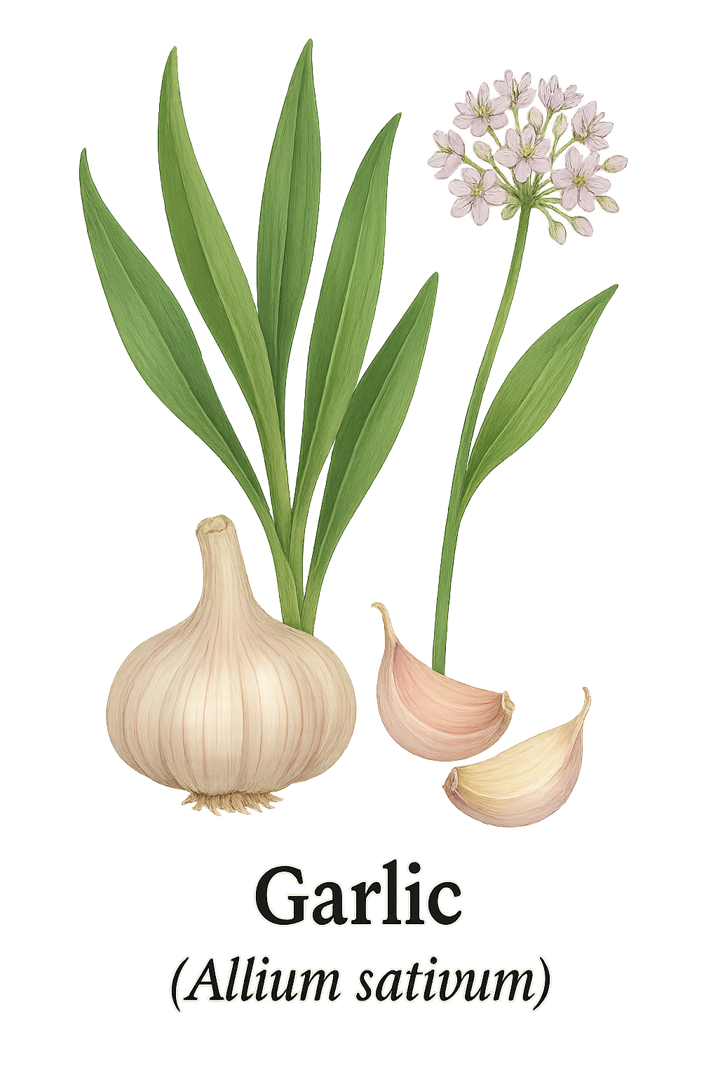 Garlic botanical illustration