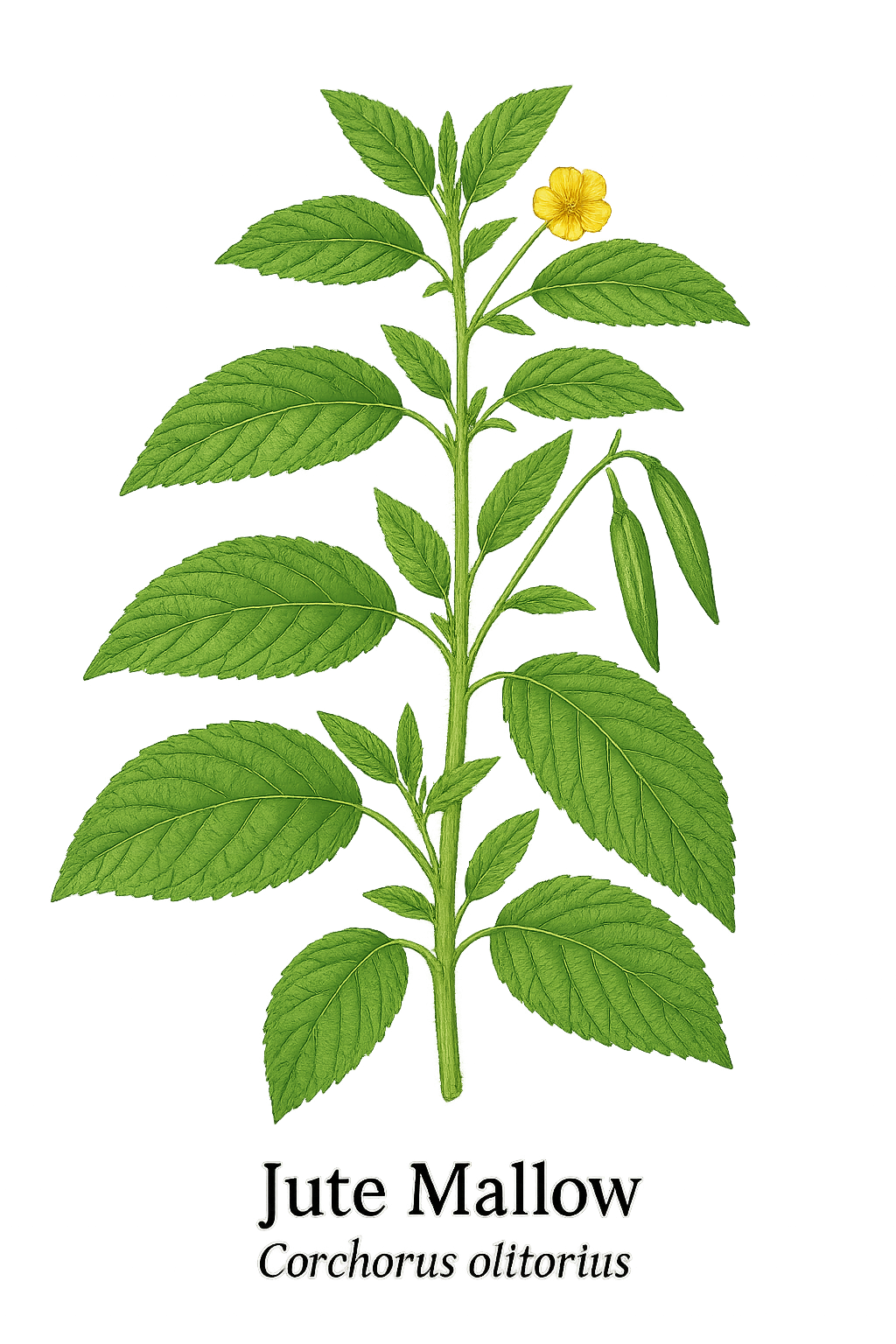 Jute Mallow botanical illustration