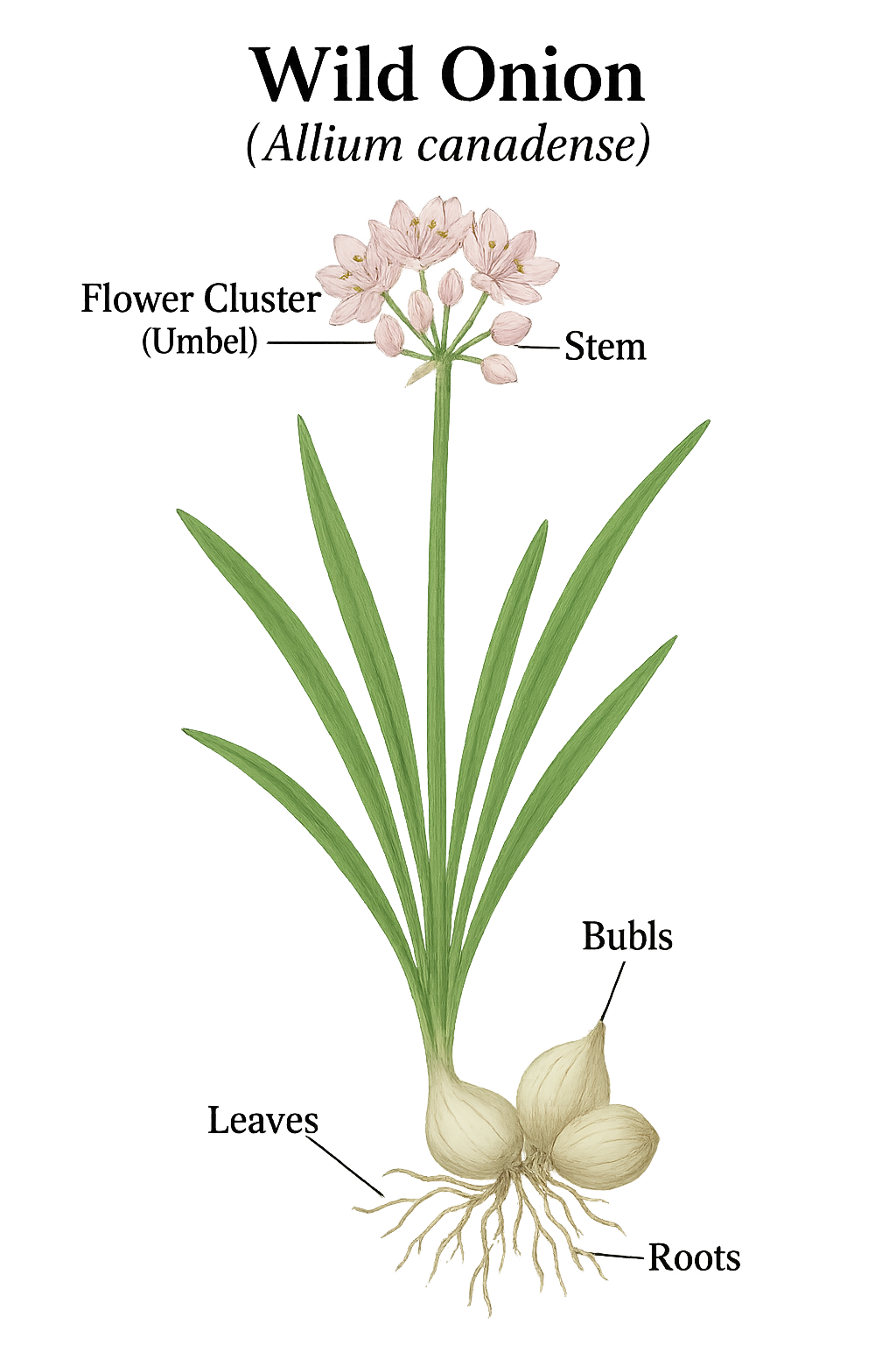 Wild Onion botanical illustration